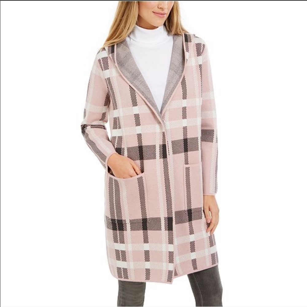 Charter Club Plaid Coatigan Jacket